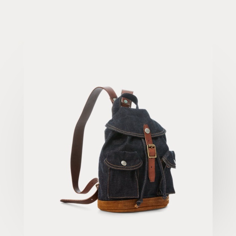 NWT RRL Ralph Lauren Double RRL Mini Denim Indigo Rucksack - Picture 2 of 7